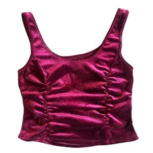 Papaya Velvet Sleeveless‎ Crop Top – Size Large – Deep Burgundy